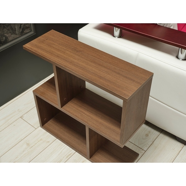 Antre Rectangle 4 Shelves End Table， Narrow Chairside Table， 23 inch Skinny End Table for Living Rooms