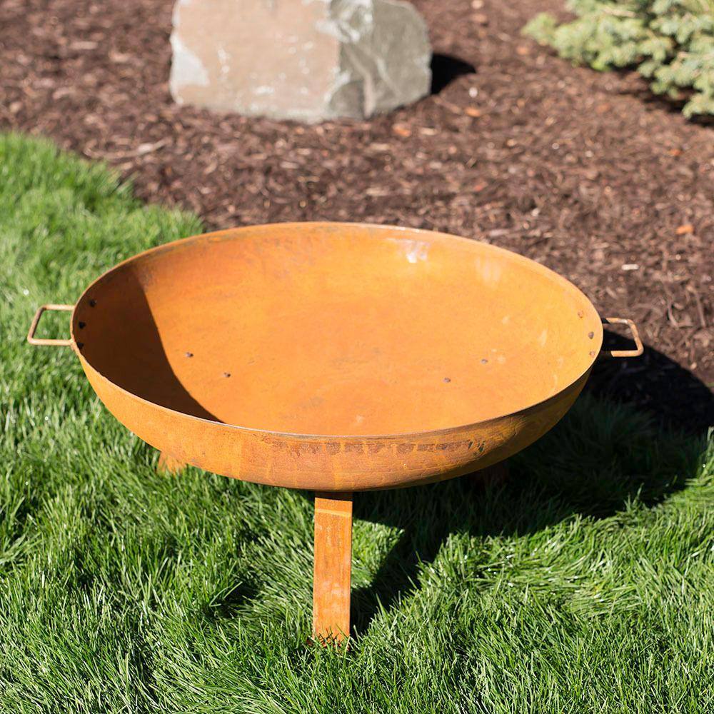 Sunnydaze Decor Rustic 30 in. W x 15 in. H Round Cast Iron Wood-Burning Fire Pit Bowl RCM-LG569