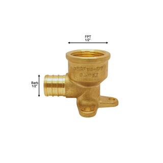 Apollo 12 in. Brass PEX-B Barb x 12 in. Female Pipe Thread Adapter 90-Degree Drop-Ear Elbow APXDEE12