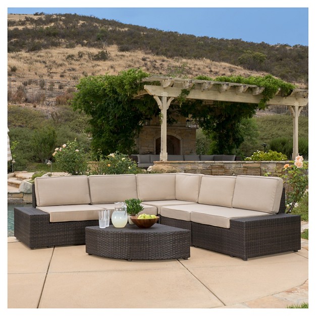 Santa Cruz 6pc Wicker Patio Sofa Set Brown Christopher Knight Home