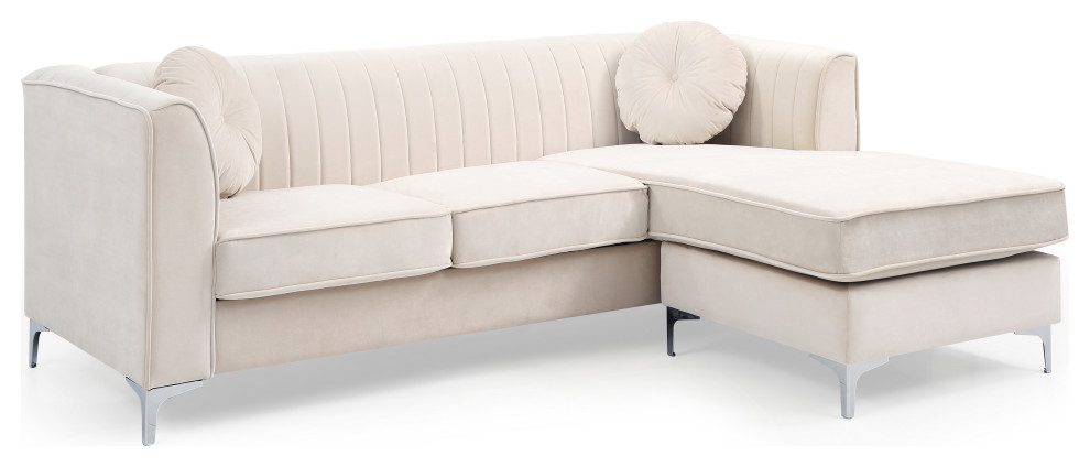 Delray Sofa Chaise   Midcentury   Sectional Sofas   by Glory Furniture  Houzz