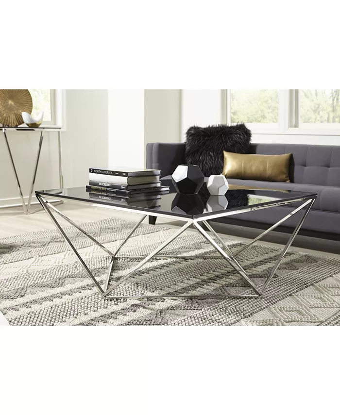 Furniture Aria 41 Smoked Glass and Polished Stainless Steel Coffee Table