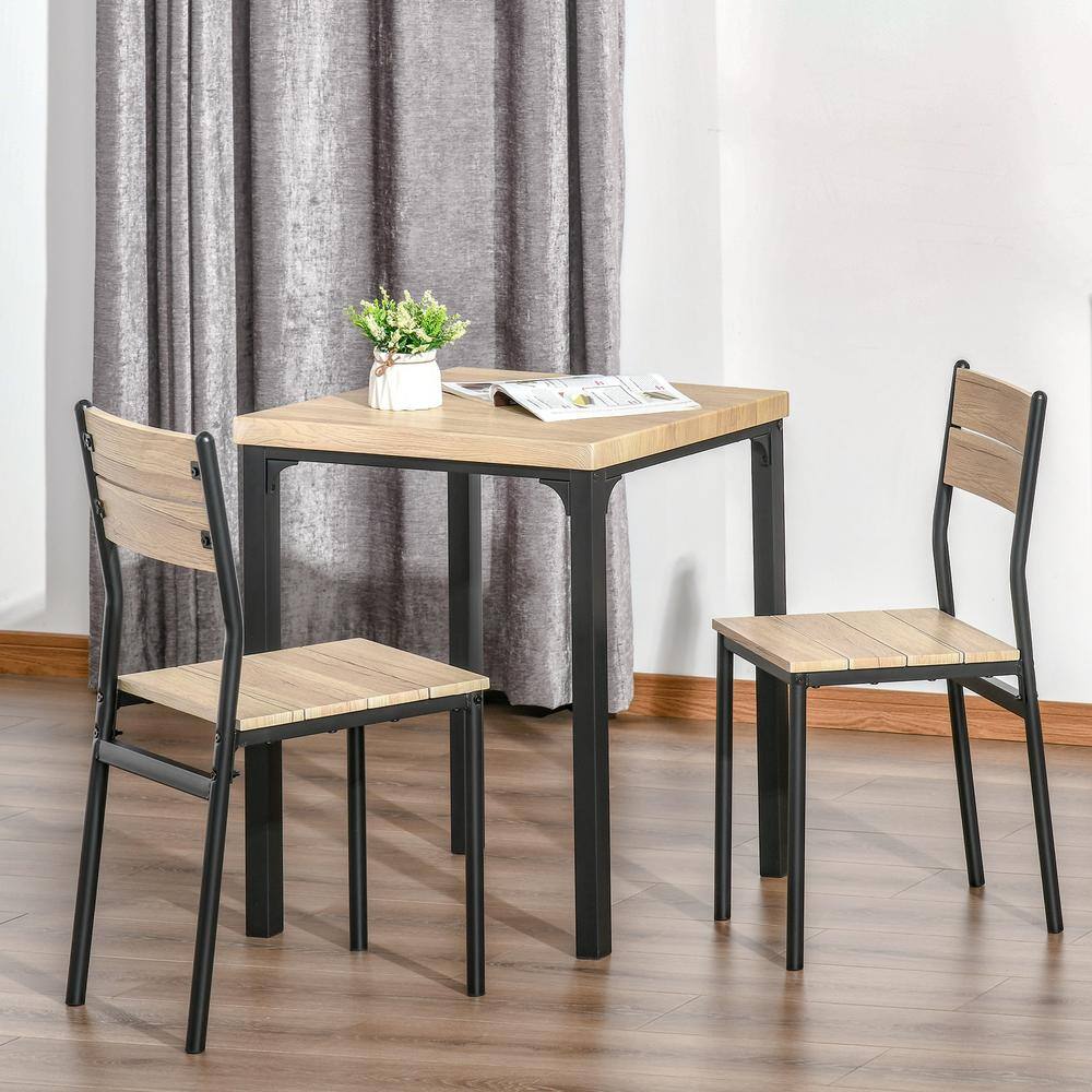 HOMCOM 3-Piece Wood Grain Kitchen Table Dining Set 835-090