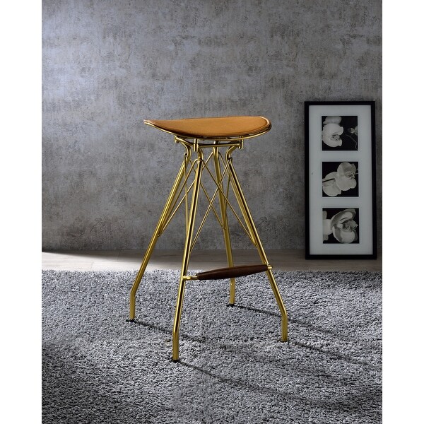 ACME Dragea Bar Stool in Whiskey and Gold (Set of 2)