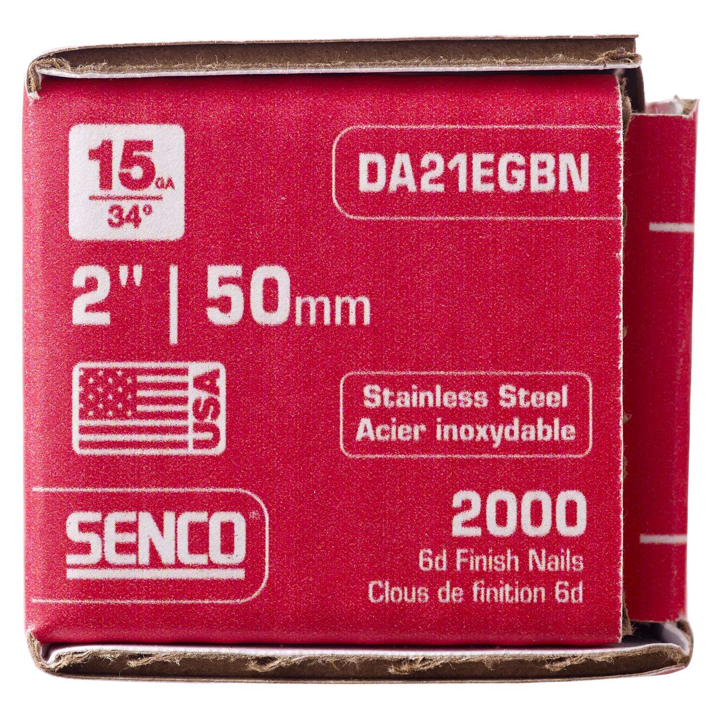 Senco 2 in. 15 Ga. Angled Strip Stainless Steel Finish Nails 34 deg 2，000 pk