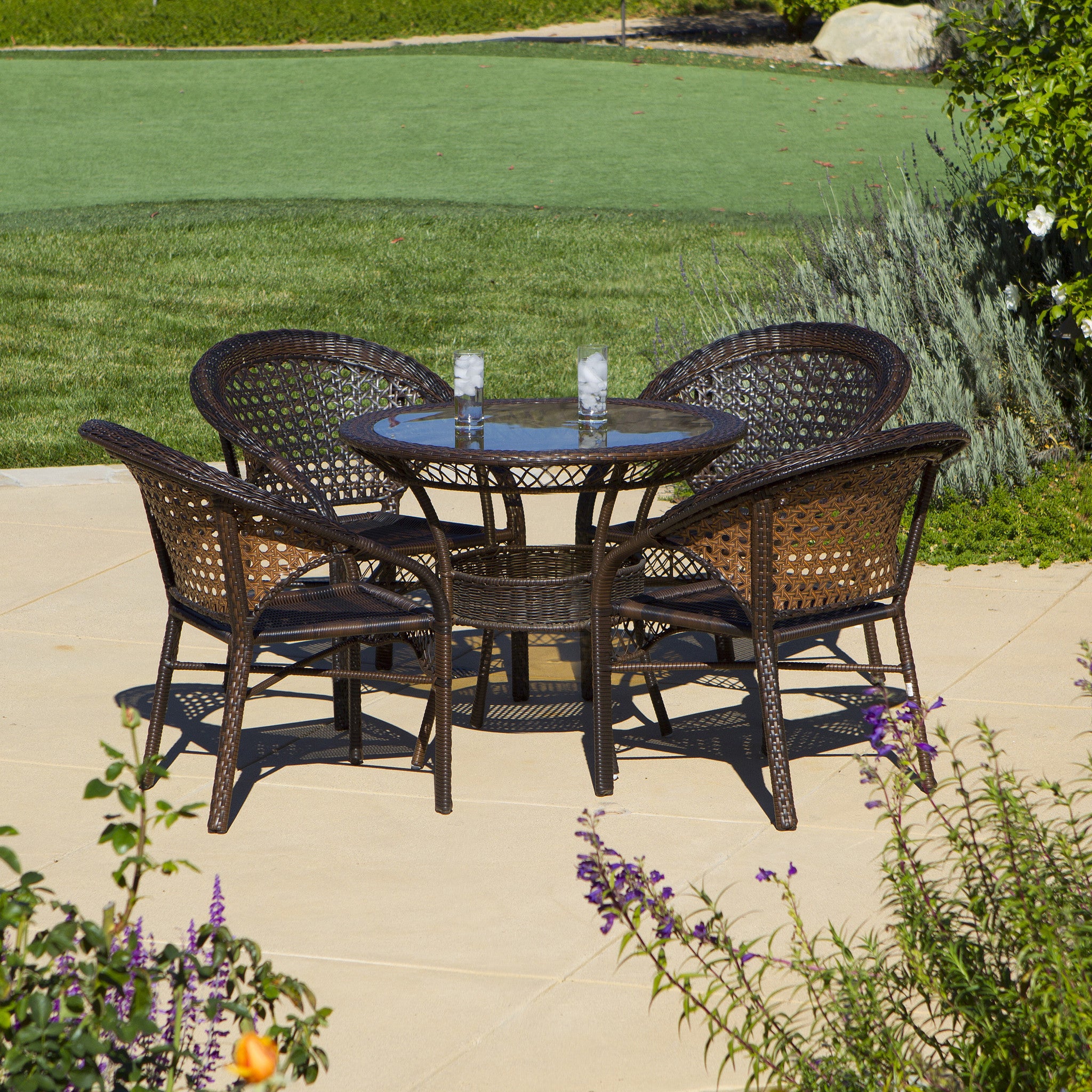 Malibu 5pc Outdoor Wicker Dining Set