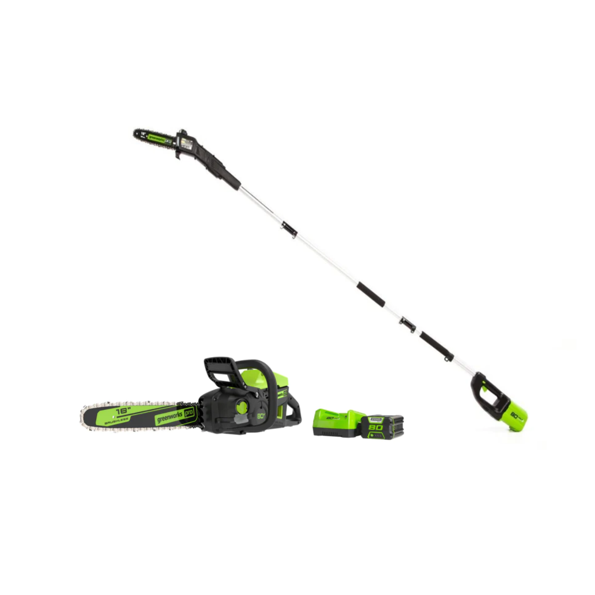 Pro 80V Chainsaw  Pole Saw Kit | Greenworks Tools