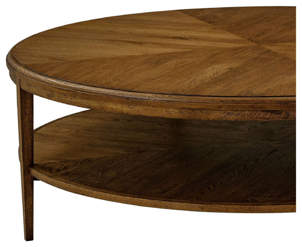 Modern Parquetry Round Coffee Table Dark Oak   Transitional   Coffee Tables   by English Georgian America  Houzz