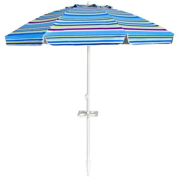 7 2 x27 X 7 2 x27 Portable Sunshade Beach Umbrella With Sand Anchor And Carry Bag Blue Wellfor Wellfor