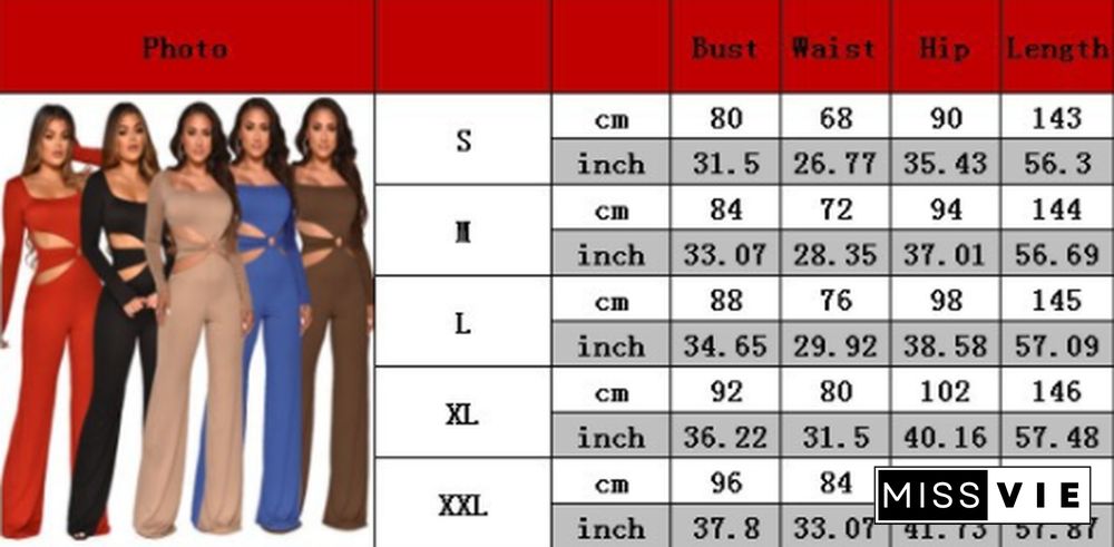 Hollow Out Square Neck High Waist Wide Leg Jumpsuit