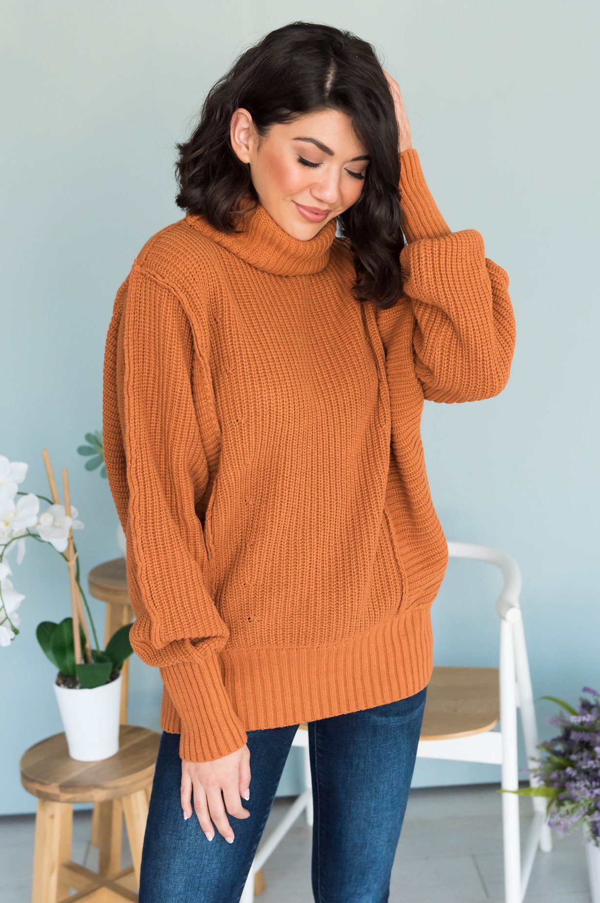 Taste of Fall Chunky Turtleneck modest Sweater