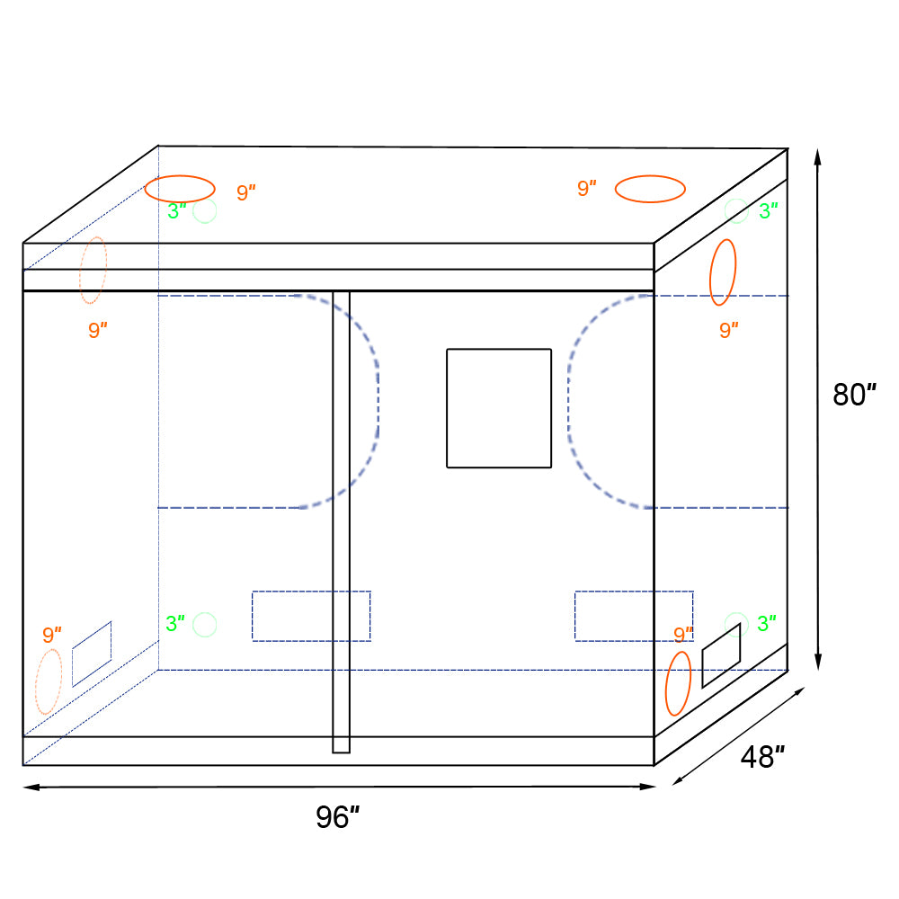 HISTOYE 240*120*200cm Grow Tent Dismountable Hydroponic Plant Grow Tent with Observation Window and Floor Tray for Hydroponics Indoor Plant Tent Kit for Indoor Plant Growing