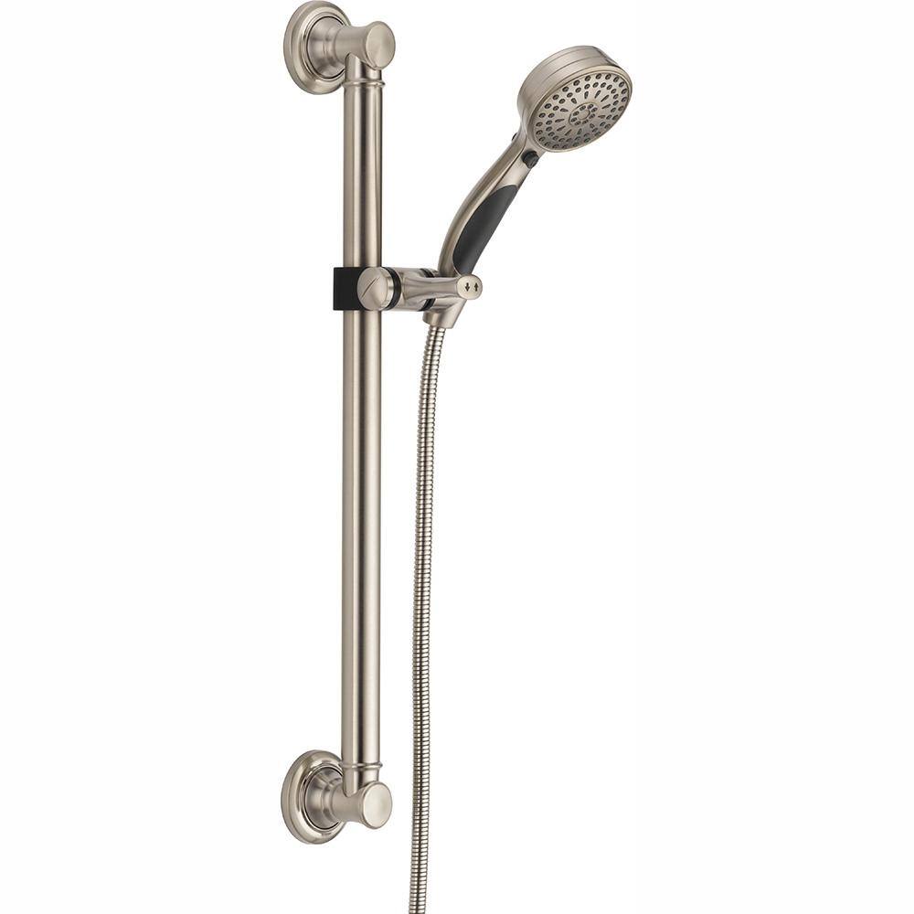 Delta Traditional Decorative ADA 9-Spray Patterns 1.75 GPM 3.75 in. Wall Mount Handheld Shower Head in Stainless 51900-SS