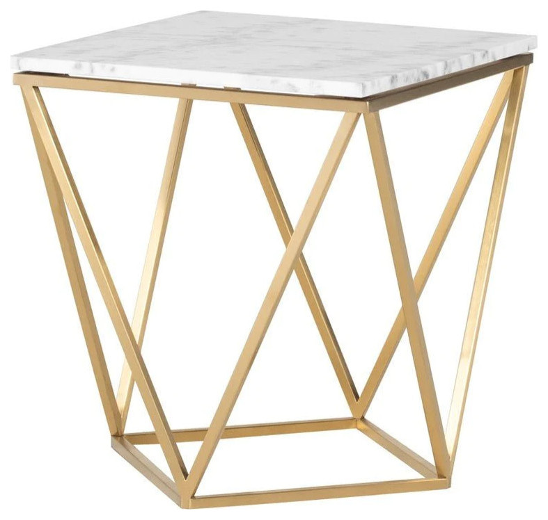 Vera White Marble Side Table   Contemporary   Side Tables And End Tables   by V.S.D Furniture  Houzz