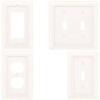 Hampton Bay Derby White 1-Gang Single DecoratorRocker Wall Plate (3-Pack) W31559C-W-K3