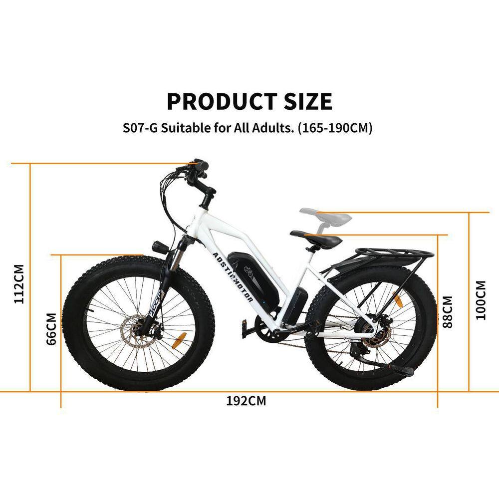 26 in. 750-Watt White Electric Bike Fat Tire P7 48-Volt 13AH Removable Lithium Battery BYY719-4
