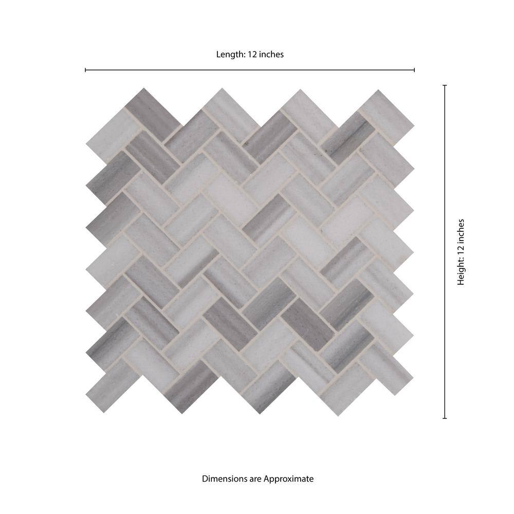 MSI Bergamo Herringbone 12 in. x 12 in. Polished Marble Floor and Wall Tile (0.94 sq. ft.Each) BERGAMO-HB