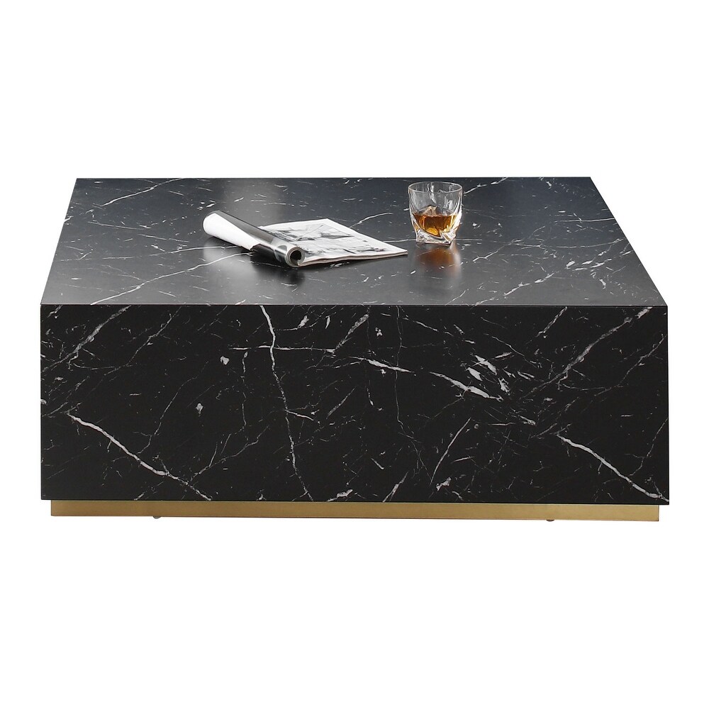 Marble Coffee Tables Square End Tables with Gold Pedestal Sofa Tables