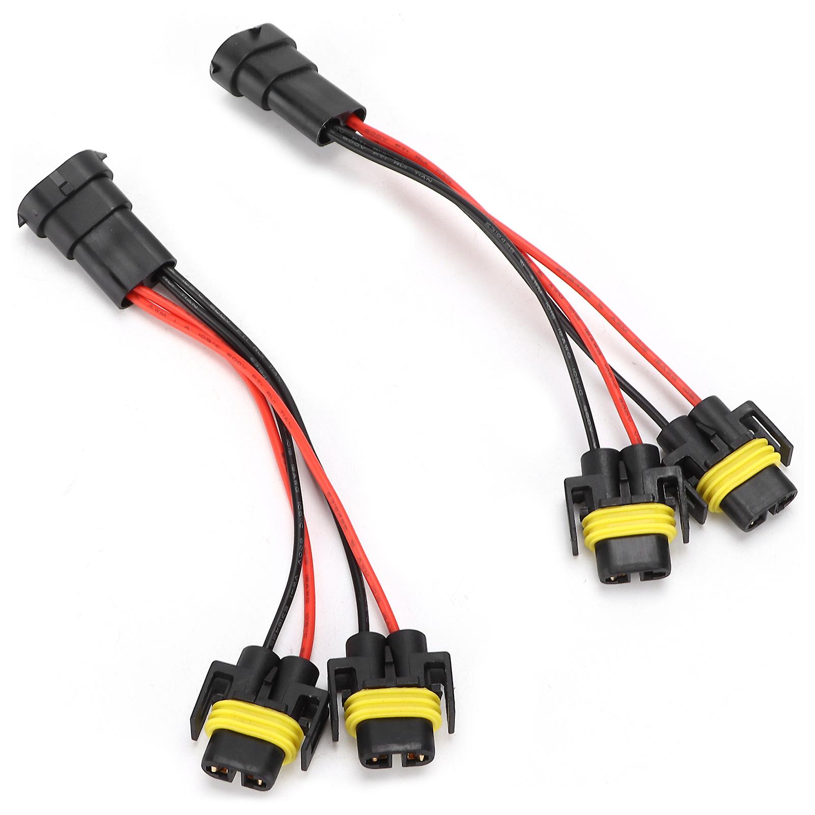 H11/h8 2way Splitter Wiring Harness Male To Female For Fog Lamp Headlight High Low Beam Dual Quad Projector