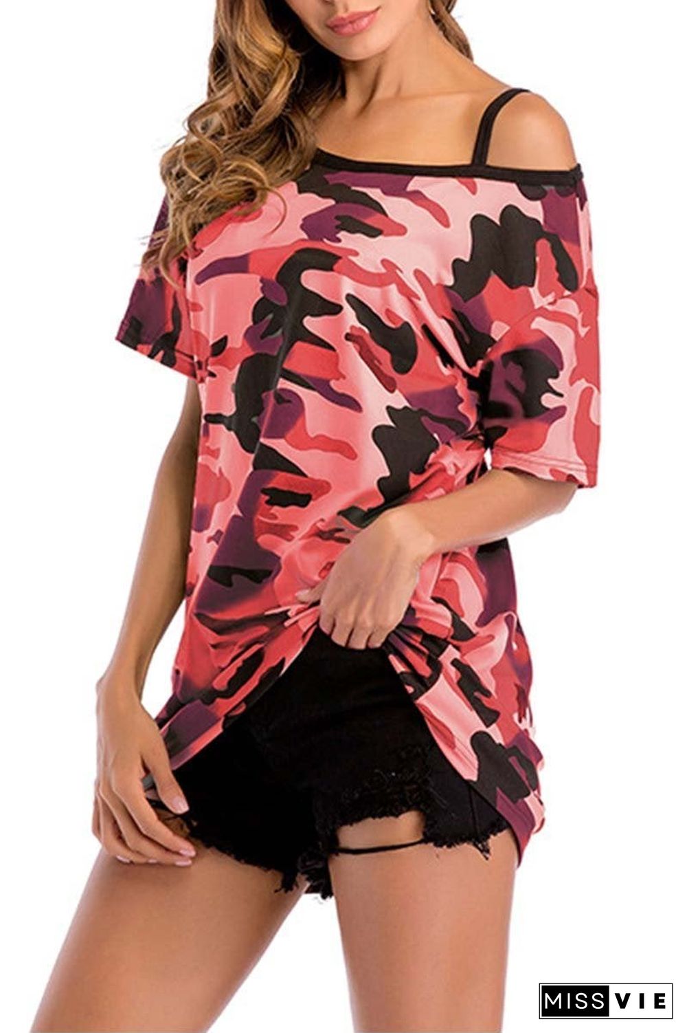 Camouflage Strapless T-shirt