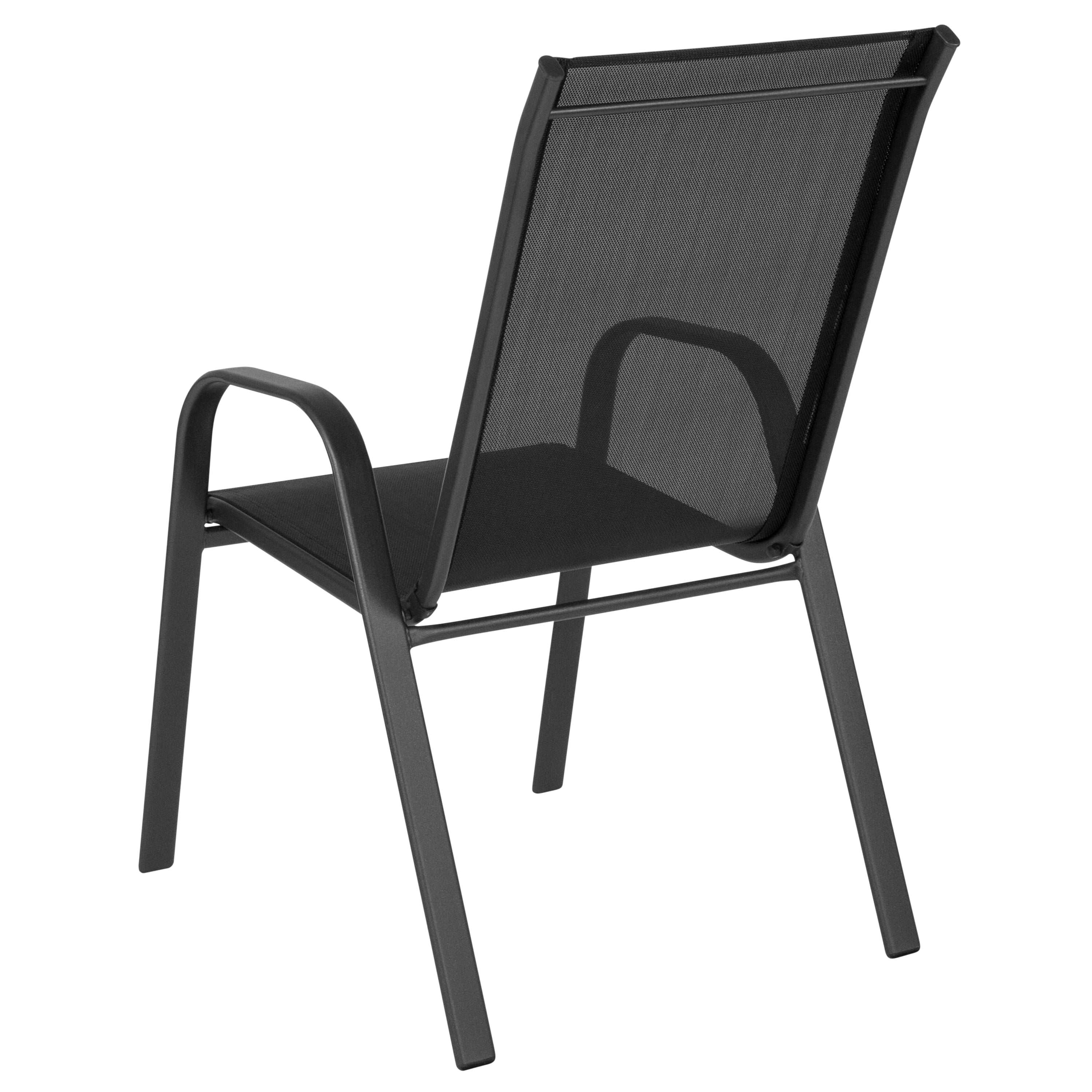 Flash Furniture 5 Pack Brazos Series Black Outdoor Stack Chair with Flex Comfort Material and Metal Frame