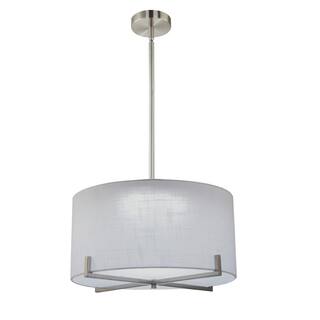 SMRTLite by NBG HOME 35-Watt Brushed Nickel Integrated LED Pendant with Fabric Shade DS18769