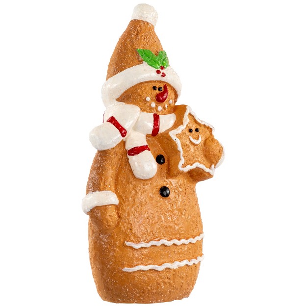 Frosted Gingerbread Snowman With Star Cookie Christmas Figurine