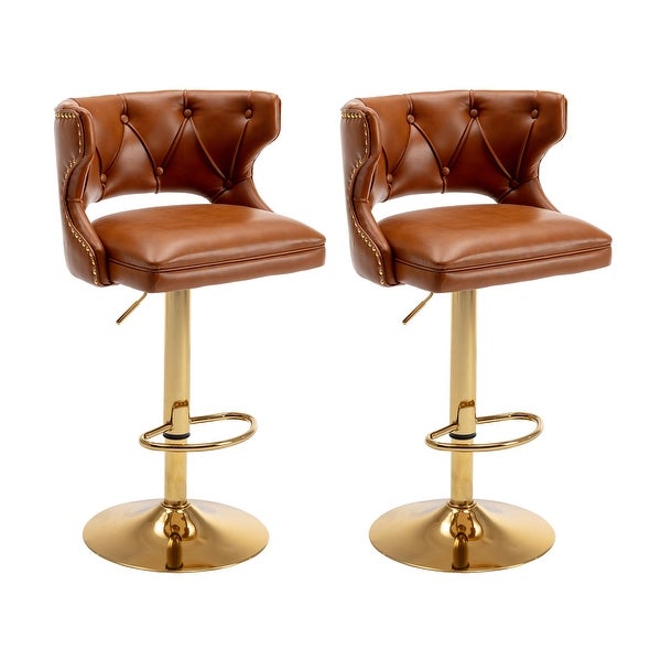 2PCS Counter Height Bar Stools Leather