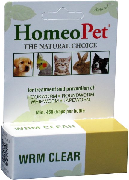 HomeoPet WRM Clear Dewormer for Hookworms， Roundworms， Tapeworms and Whipworms for Birds， Cats， Dogs and Small Pets