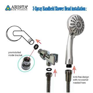 ARISTA 3-Spray Patterns with 2.0 GPM 3.5 in. Wall Mount Single Handheld Shower Head in Chrome SH7432-CH