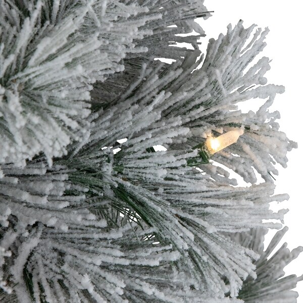 PreLit Snowy Bristle Pine Artificial Christmas Tree Warm White LED Lights