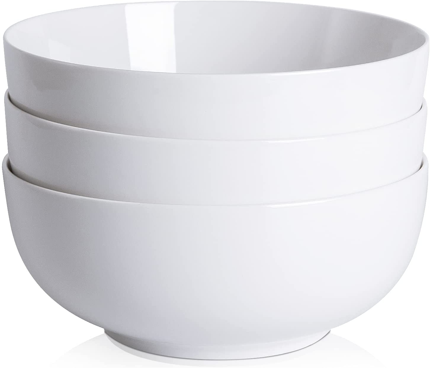 Cibeat 64 Ounce Porcelain Bowls Set 3 Pack Premium White Ceramic Bowls for Cereal， Soup， Salad， Pasta， Prep， Rice， Ice cream， Microwave and Dishwasher Safe