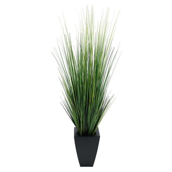 Faux PVC Grass in Tapered Square Zinc Planter