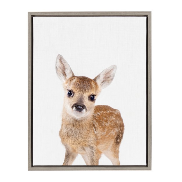 X 24 quot Sylvie Baby Deer Framed Canvas By Amy Peterson Gray Kate And Laurel