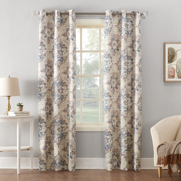 Regina Watercolor Floral Thermal Insulated Grommet Curtain Panel Sun Zero