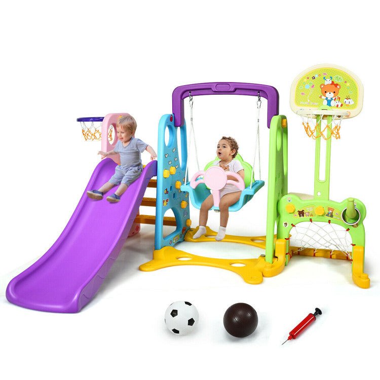 Premium 6-In-1 Toddler Slide And Swing Playsets For Indoor Outdoor