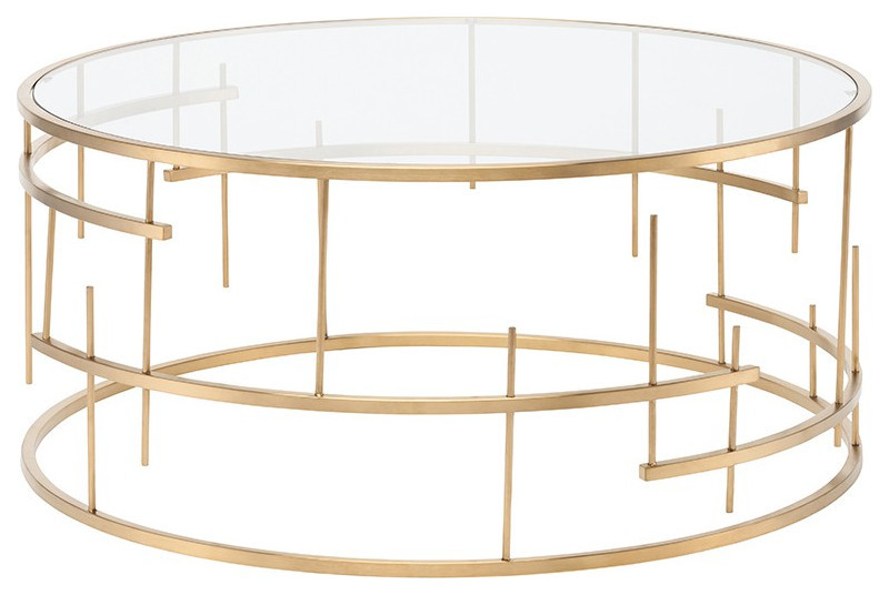 Benito Coffee Table Brushed Gold Base   Contemporary   Coffee Tables   by Peachtree Fine Furniture  Houzz