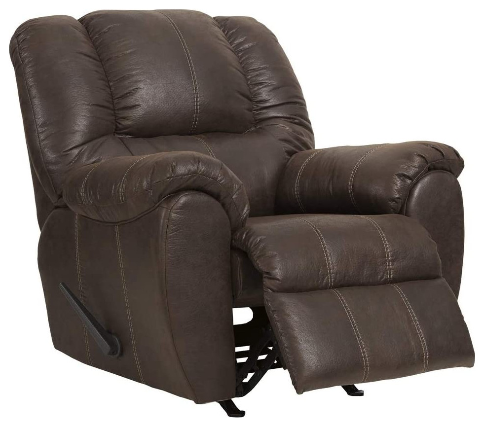 Contemporary Recliner  Rocking Motion With Faux Leather Upholstery Seat  Brown   Transitional   Recliner Chairs   by Declusia  Houzz