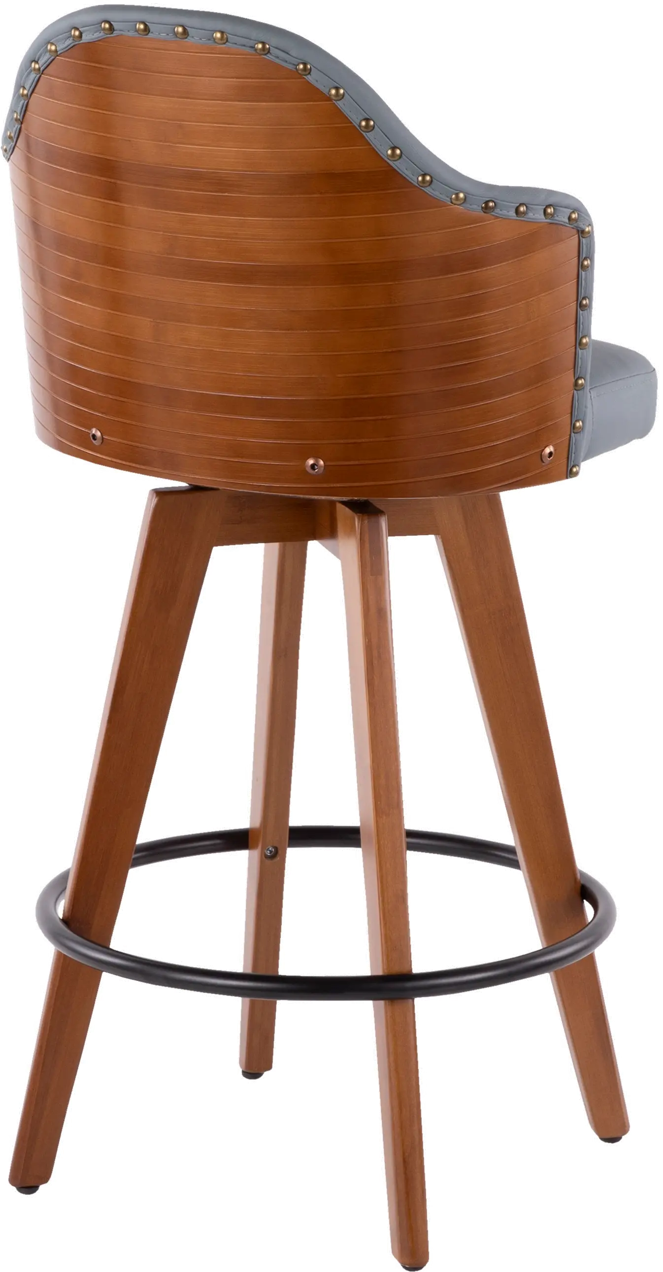 Ahoy Walnut and Gray 26 Inch Swivel Counter Height Stool