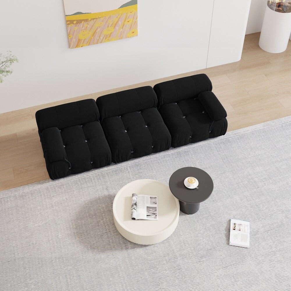 Minimalism Black Velvet Upholstered Module Sectional Sofa Lounge Salon Couch for Living Room