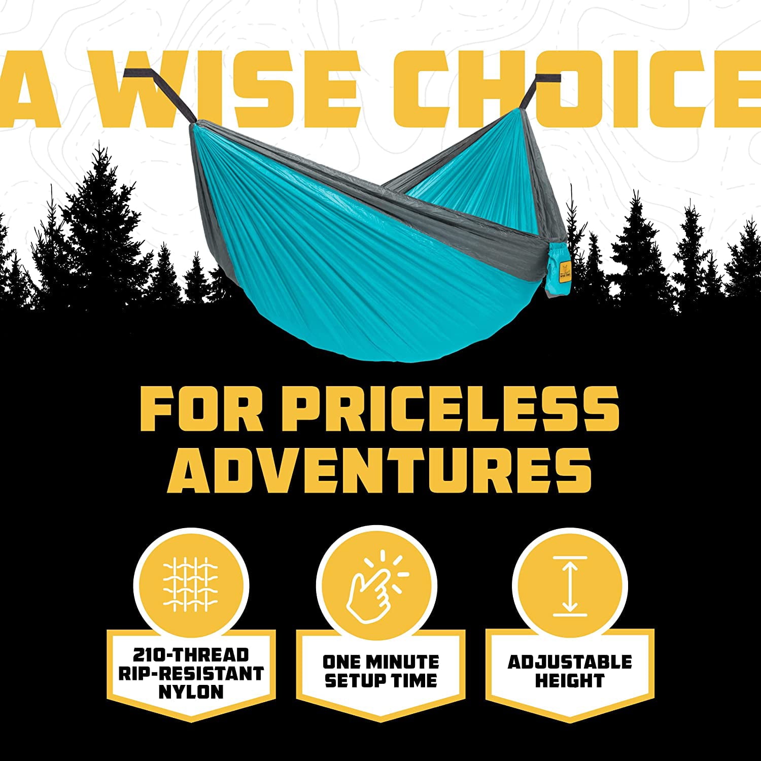 Wise Owl Outfitters Camping Hammocks , Portable for Outdoor/Indoor with Tree Straps, Single, Blue/Grey