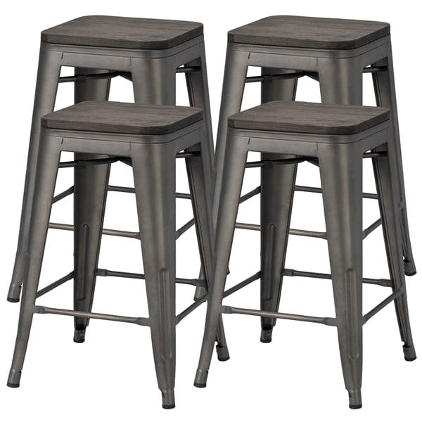 Topeakmart Bar Stool， Gunmetal， Set of 4