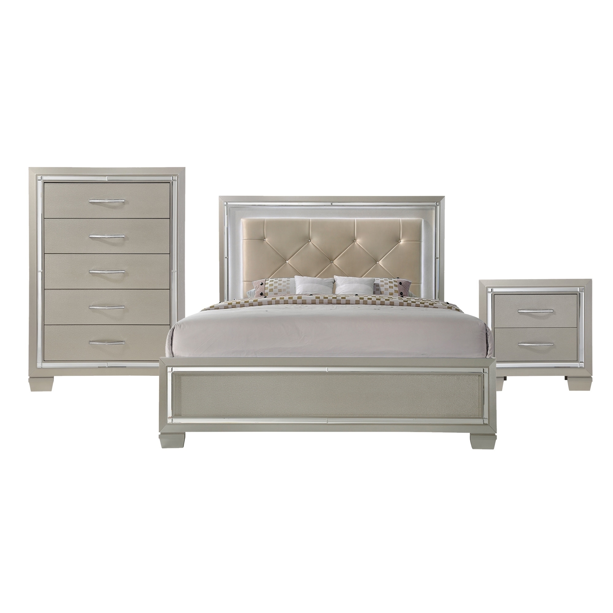 Picket House Furnishings Glamour Panel 3PC Bedroom Set - - 29449575