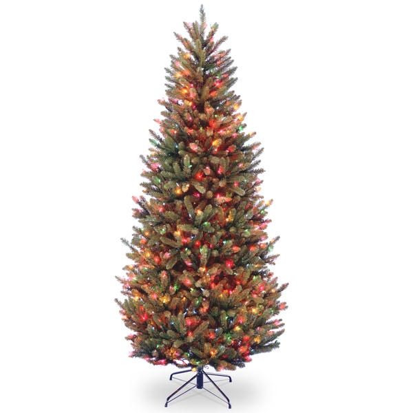 National Tree Company 7.5 ft. Natural Fraser Slim Fir Hinged Tree with 600 Multi Lights