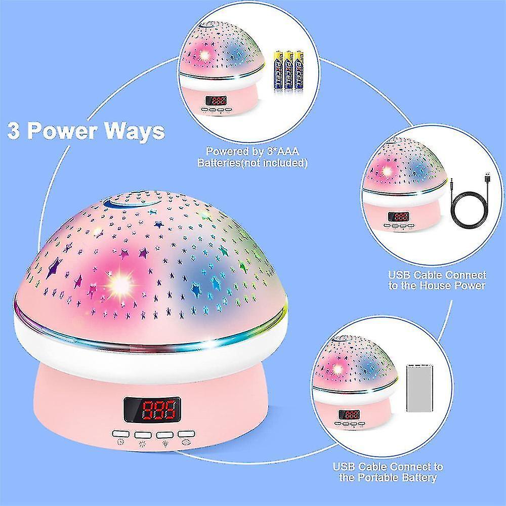 Mushroom Starry Sky 360 Degree Rotation Projection Light Atmosphere Led Night Light Timer Hd Display Projector Light Kids Bedroom Decoration