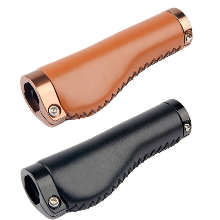 Hot Sale Soft Comfortable Vintage Pu Leather Bicycle Handlebar Grips Lock On Bike Handlebar Grips