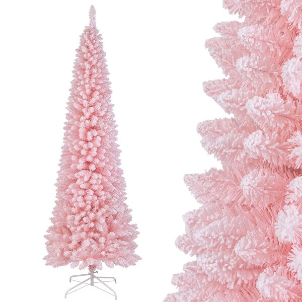 Costway 5/6/7/8 FT Artificial Pink Christmas Tree with