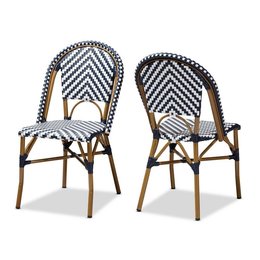 Baxton Studio Celie White and Blue Dining Chair (Set of 2) 150-2PC-8994-HD