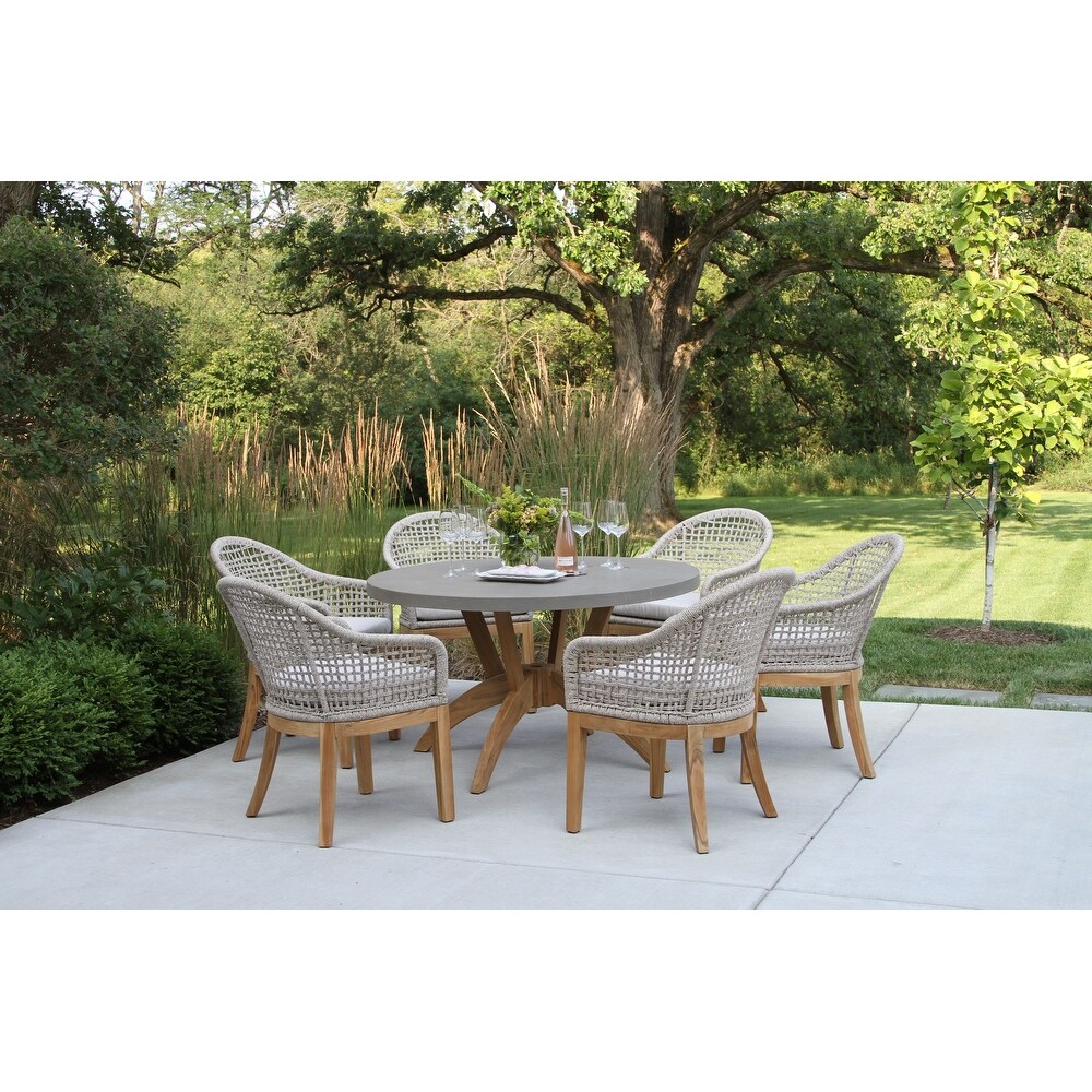 Nadine 7 pc. Teak Dining Set with Rope Chairs