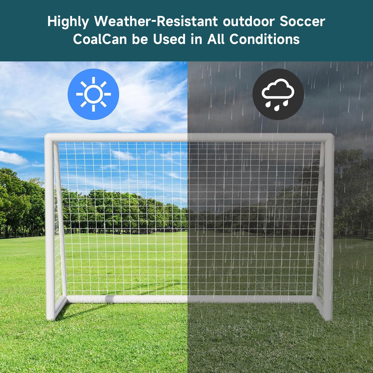 10x6.5FT Backyard Soccer Goal Set, Youth Soccer Goal with Rainproof UPVC Frame for Kids and Adults